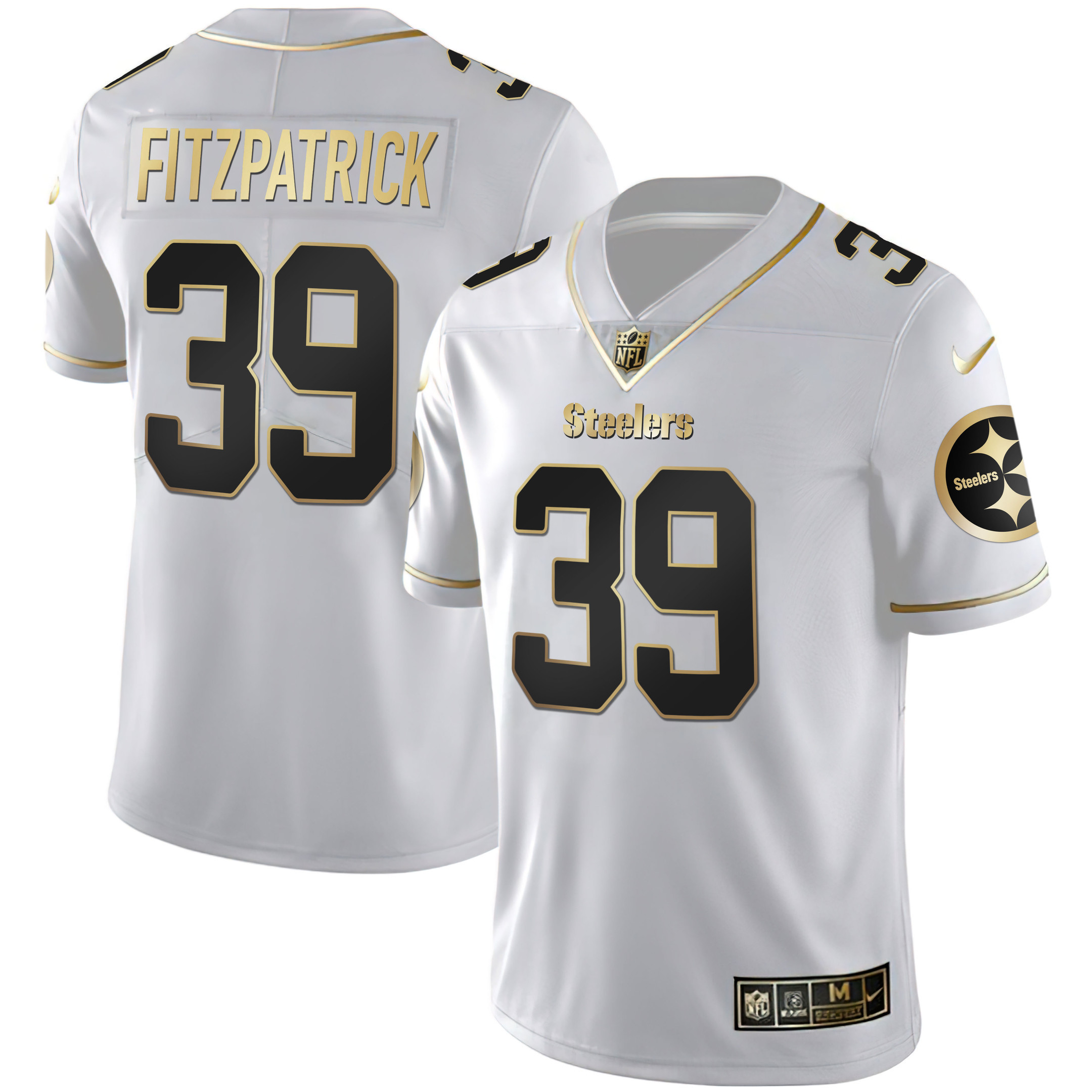 Minkah Fitzpatrick Men's Pittsburgh Steelers Gold & Split - All Stitched White Gold Jersey - All Stitched