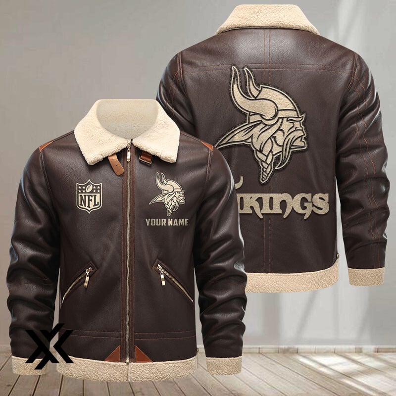 Minnesota Vikings Leather Pilot Jacket