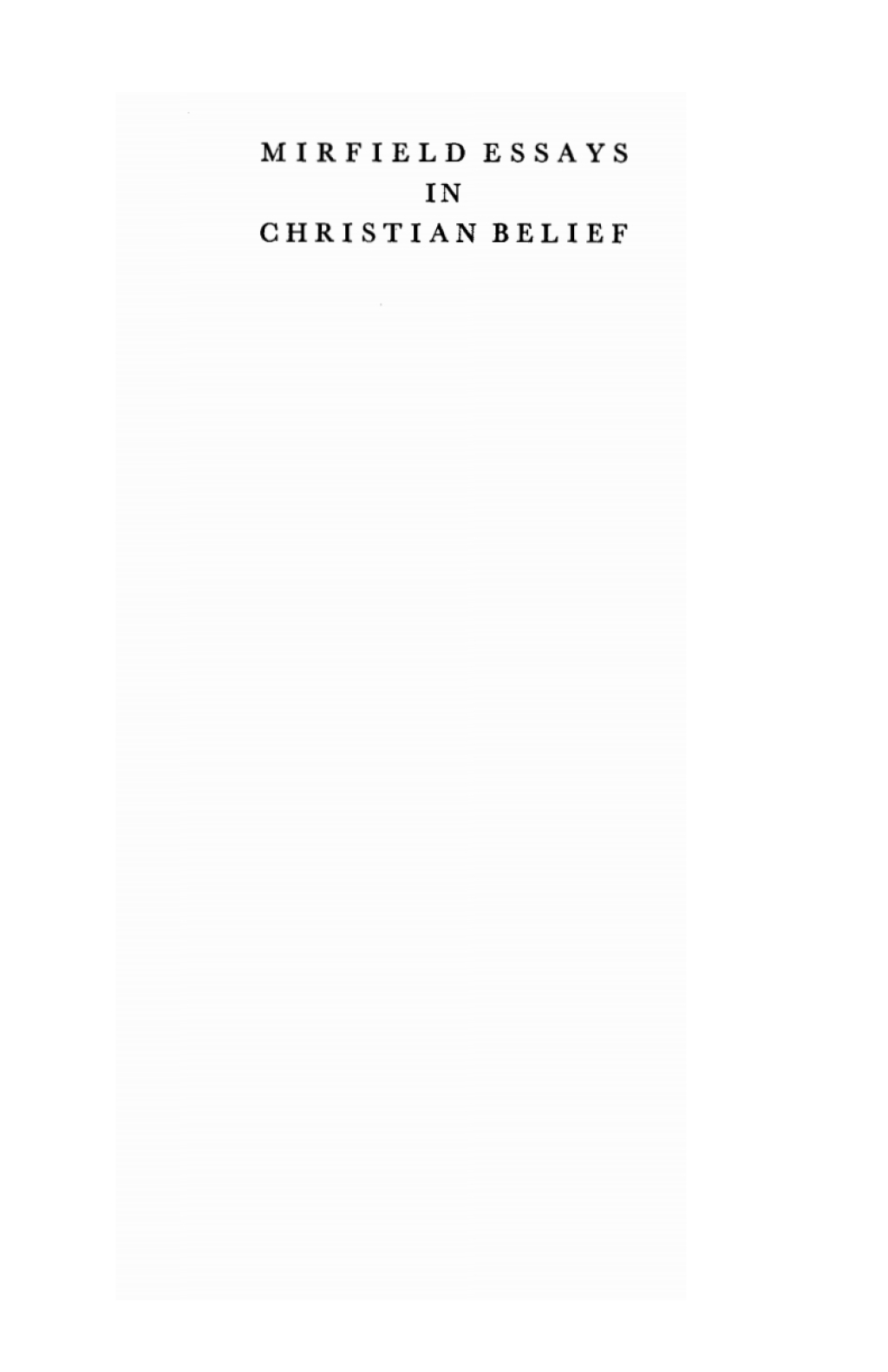 Mirfield Essays in Christian Belief  â€“ PDF/EPUB Version Downloadable