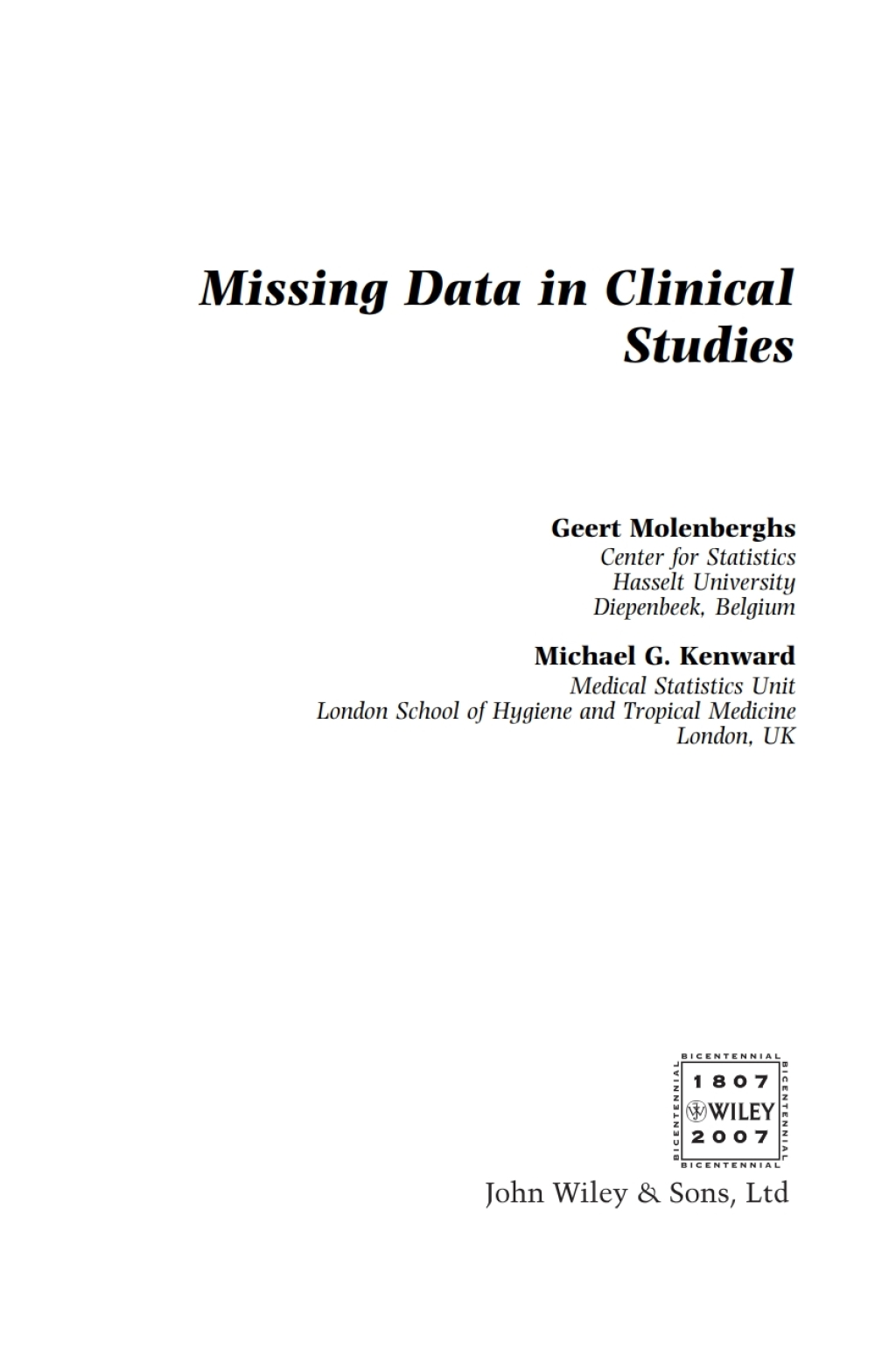 Missing Data in Clinical Studies 1st Edition â€“ PDF/EPUB Version Downloadable