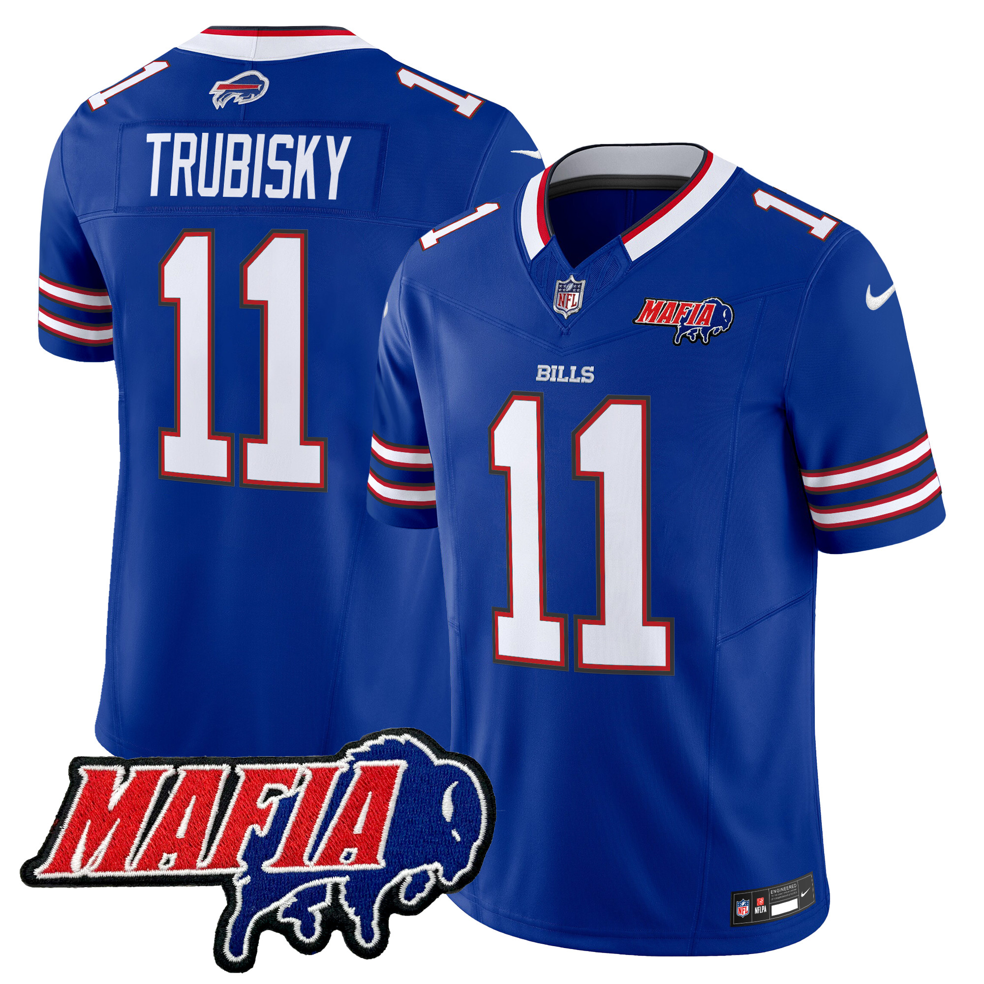Mitchell Trubisky Men's Buffalo Bills 2024 Buffalo Bills Mafia Patch Vapor Limited Royal Jersey - All Stitched