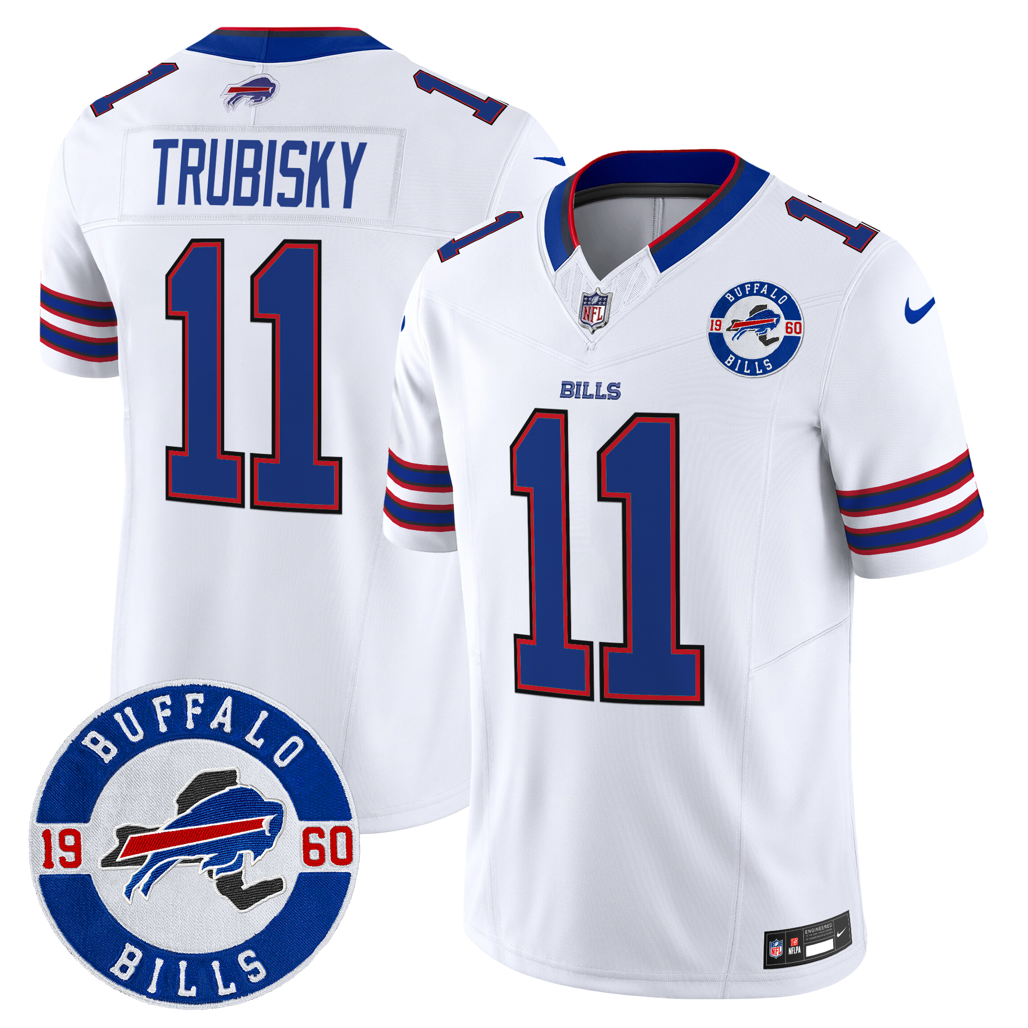 Mitchell Trubisky Men's Buffalo Bills 2024 Vapor Limited White Jersey - All Stitched