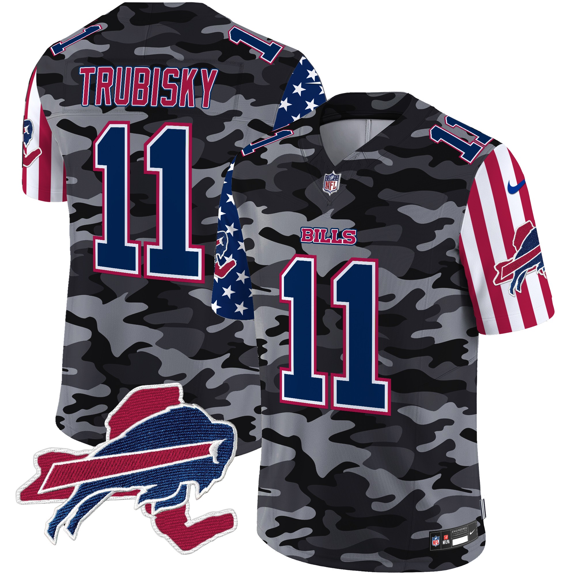 Mitchell Trubisky Men's Buffalo Bills American Style Vapor Limited Black Camo Jersey - All Stitched
