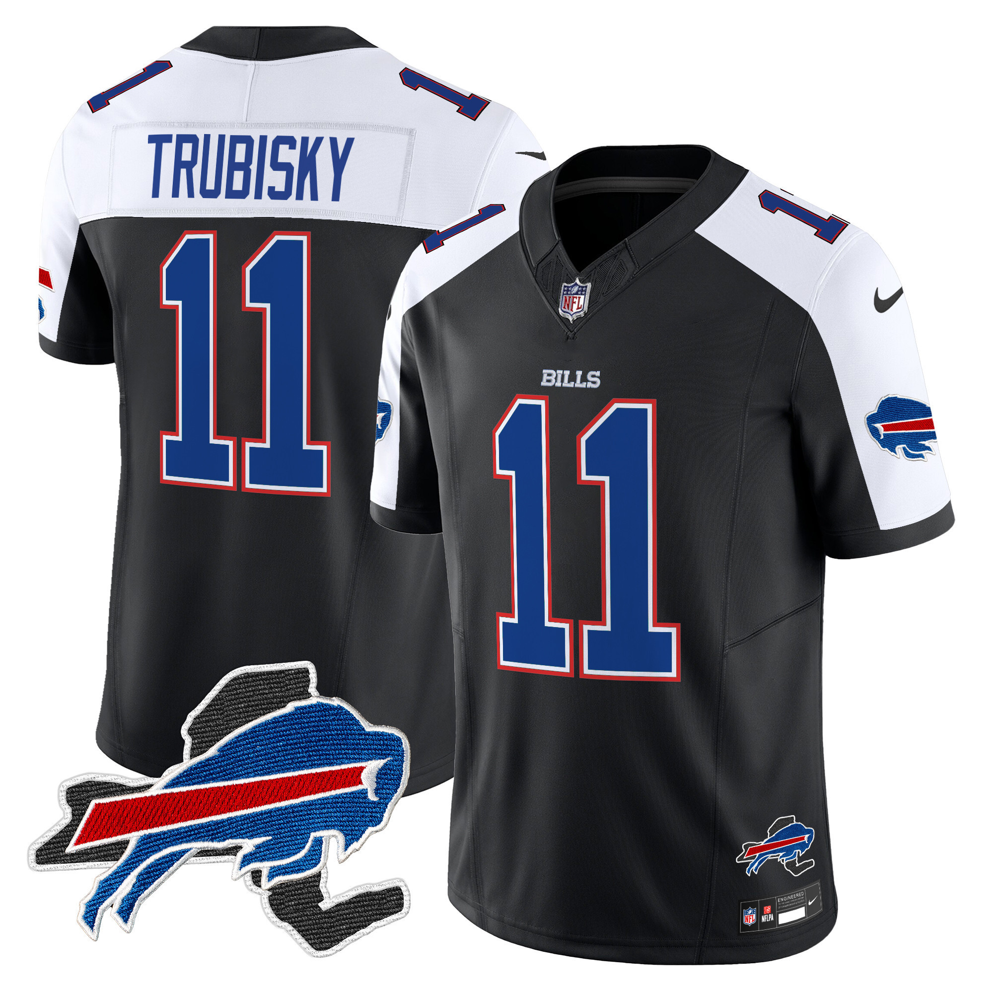 Mitchell Trubisky Men's Buffalo Bills New York Patch Vapor Limited Black Alternate Jersey - All Stitched