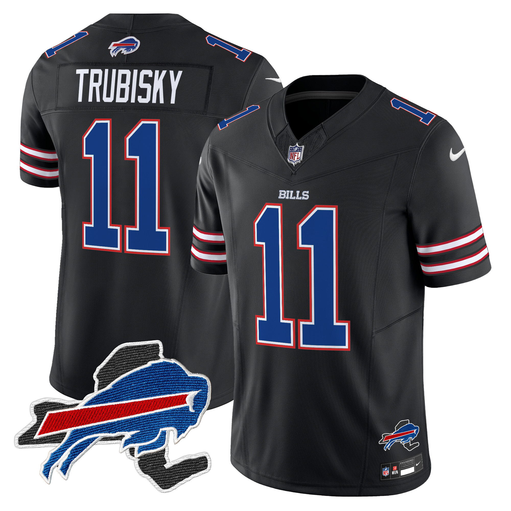 Mitchell Trubisky Men's Buffalo Bills New York Patch Vapor Limited Black Jersey - All Stitched