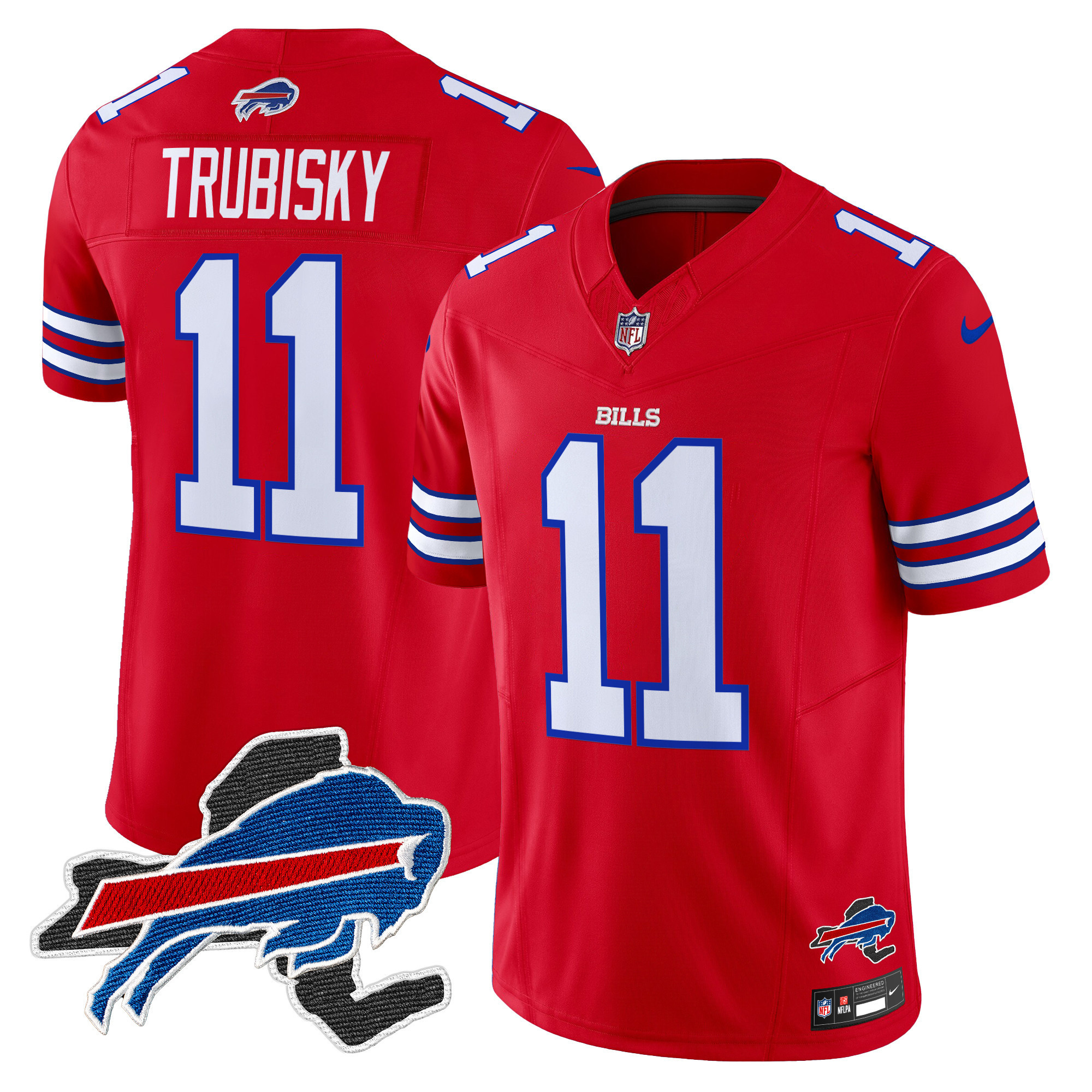 Mitchell Trubisky Men's Buffalo Bills New York Patch Vapor Limited Red Jersey - All Stitched