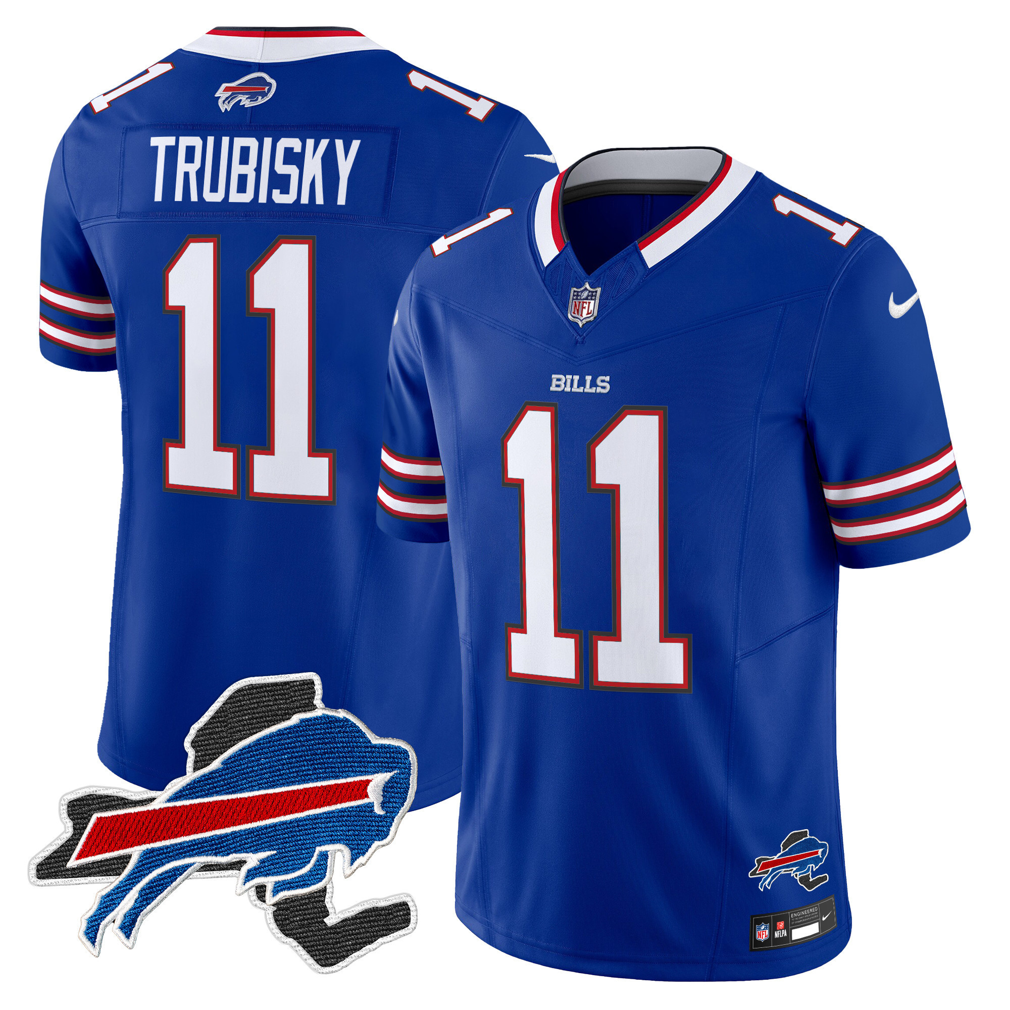 Mitchell Trubisky Men's Buffalo Bills New York Patch Vapor Limited Royal Jersey - All Stitched