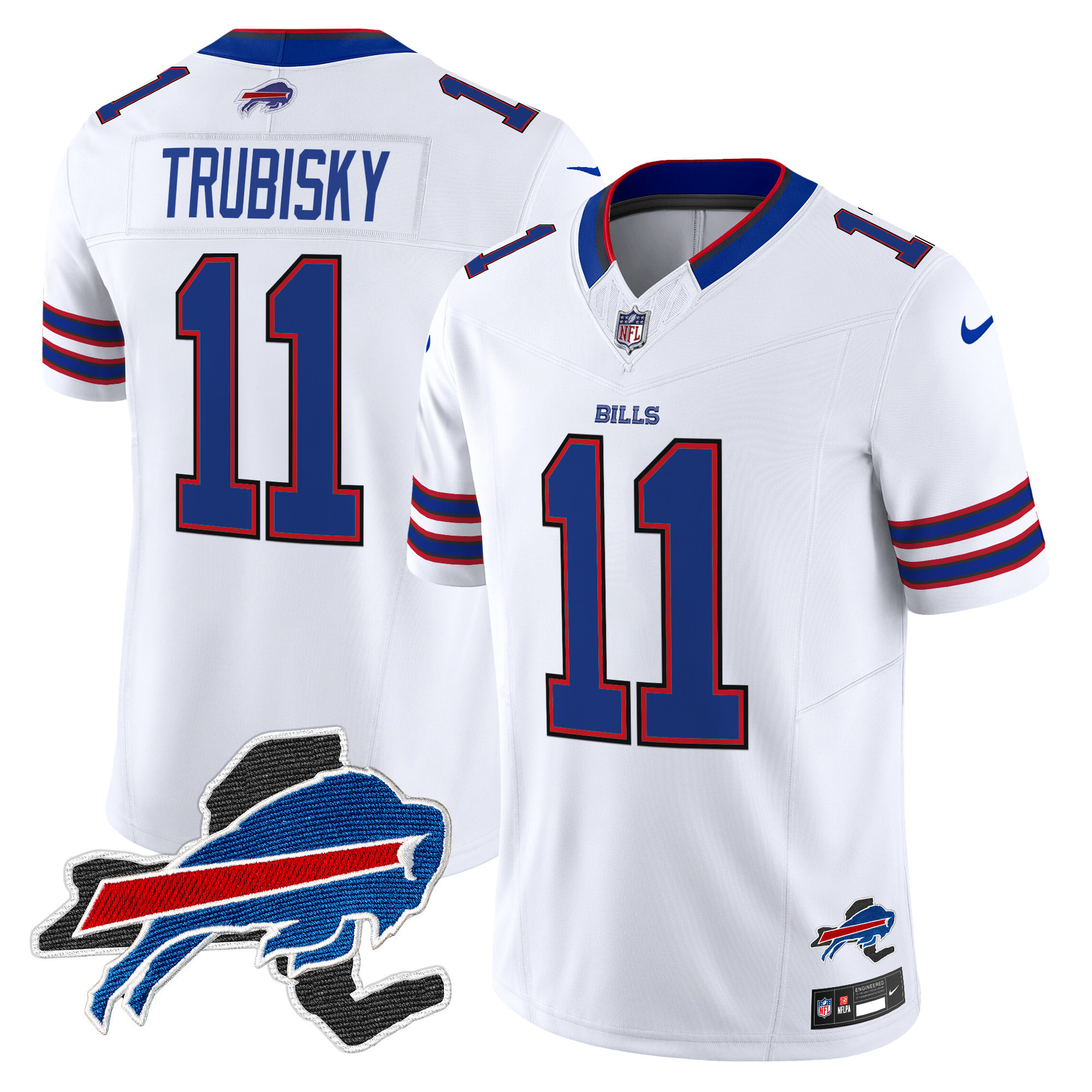 Mitchell Trubisky Men's Buffalo Bills New York Patch Vapor Limited White Jersey - All Stitched