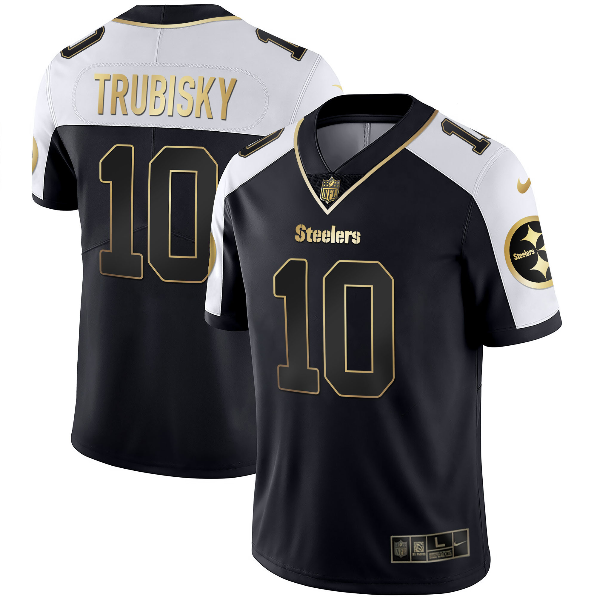 Mitchell Trubisky Men's Pittsburgh Steelers Gold & Split - All Stitched Alternate Jersey - All Stitched