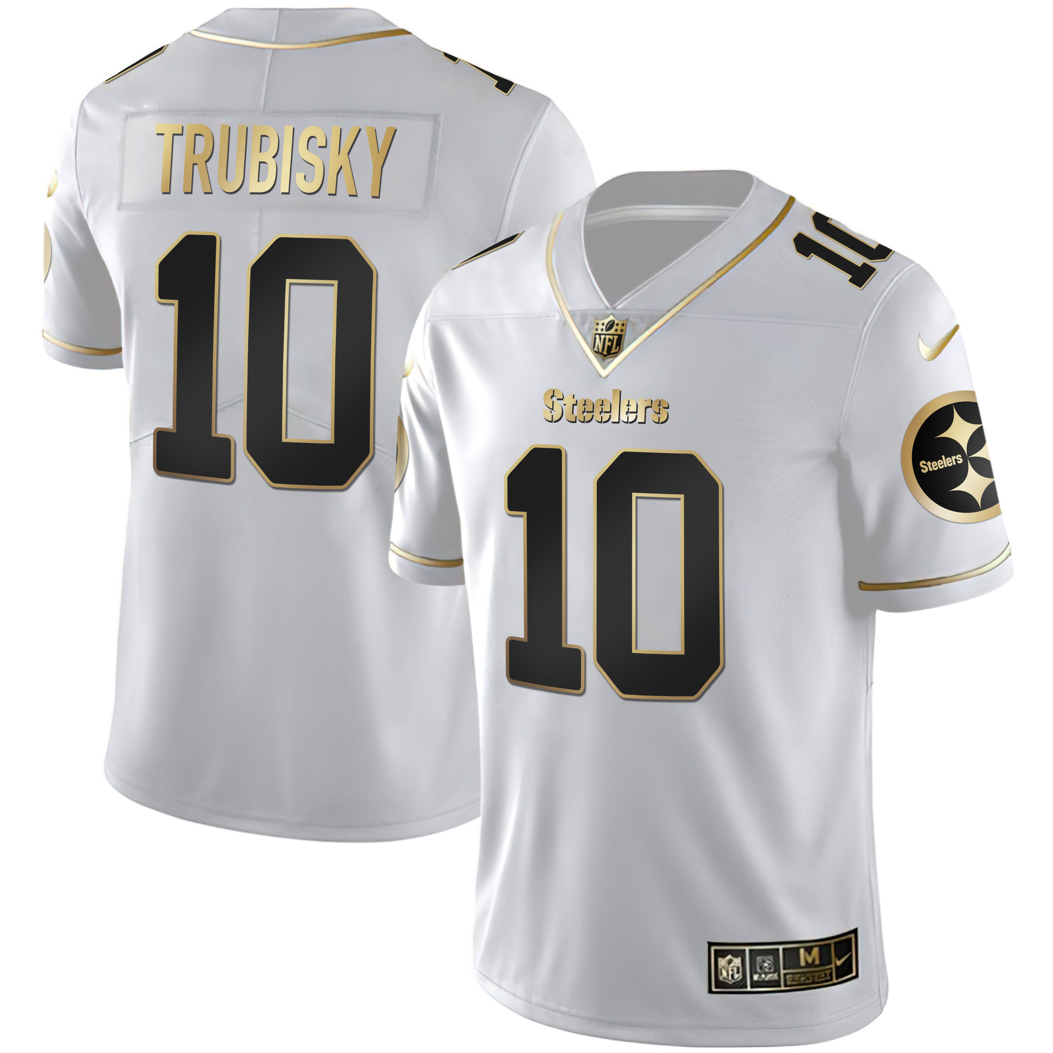 Mitchell Trubisky Men's Pittsburgh Steelers Gold & Split - All Stitched White Gold Jersey - All Stitched
