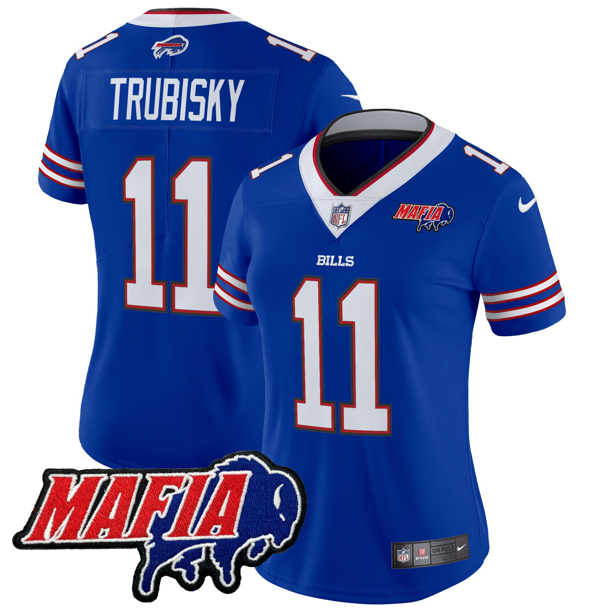 Mitchell Trubisky Women's Buffalo Bills 2024 Buffalo Bills Mafia Patch Vapor Limited Royal Jersey - All Stitched