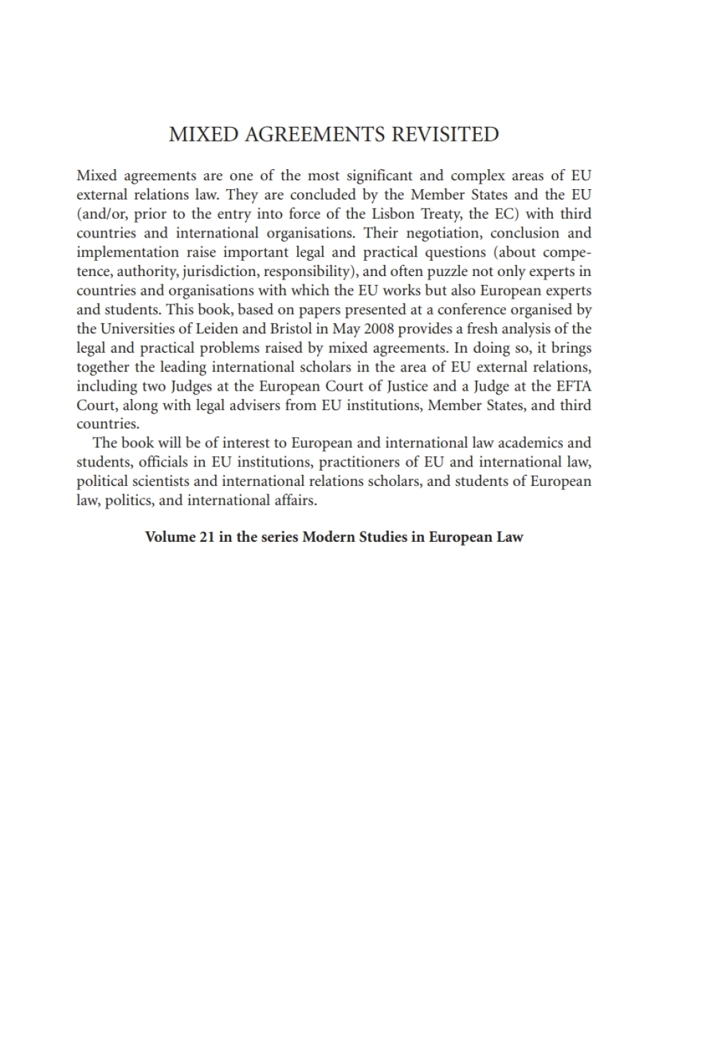 Mixed Agreements Revisited The EU and its Member States in the World 1st Edition â€“ PDF/EPUB Version Downloadable