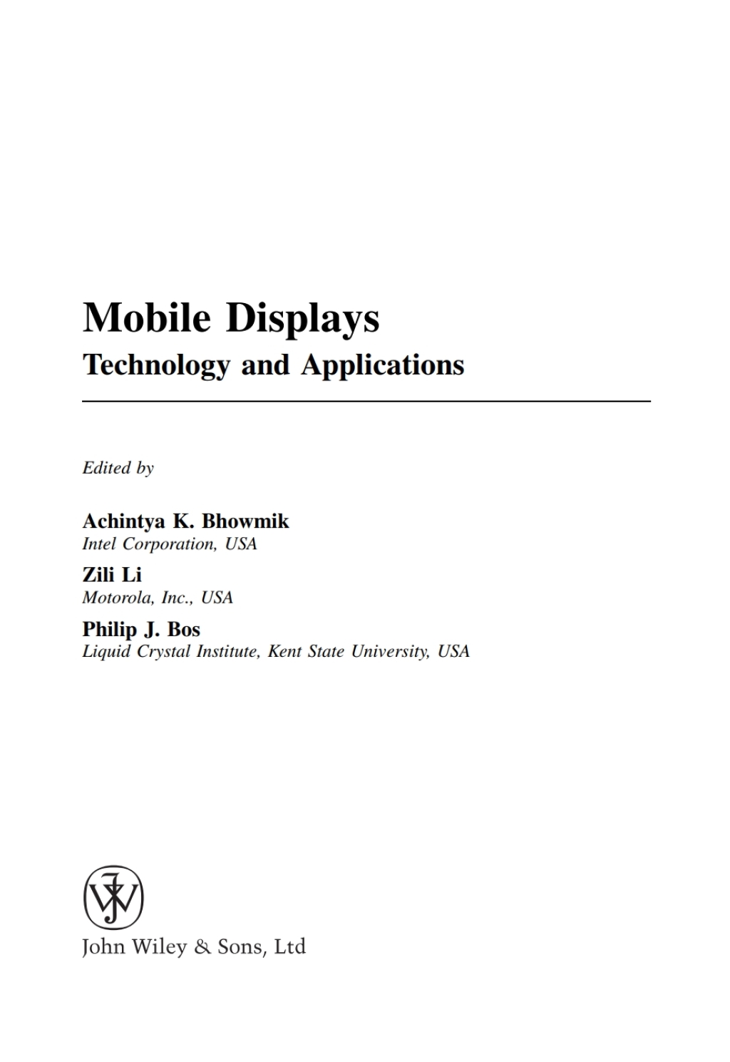 Mobile Displays Technology and Applications 1st Edition â€“ PDF/EPUB Version Downloadable