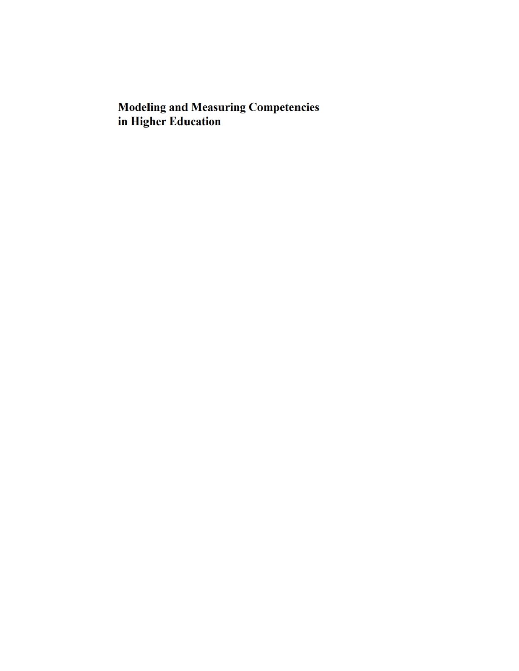 Modeling and Measuring Competencies in Higher Education Tasks and Challenges  â€“ PDF/EPUB Version Downloadable