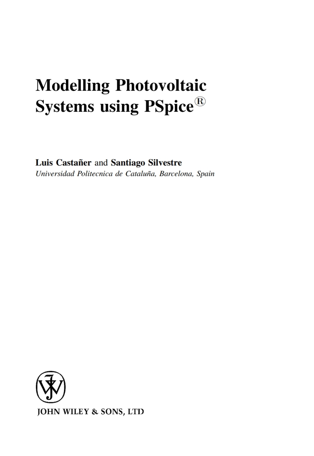 Modelling Photovoltaic Systems Using PSpice 1st Edition â€“ PDF/EPUB Version Downloadable