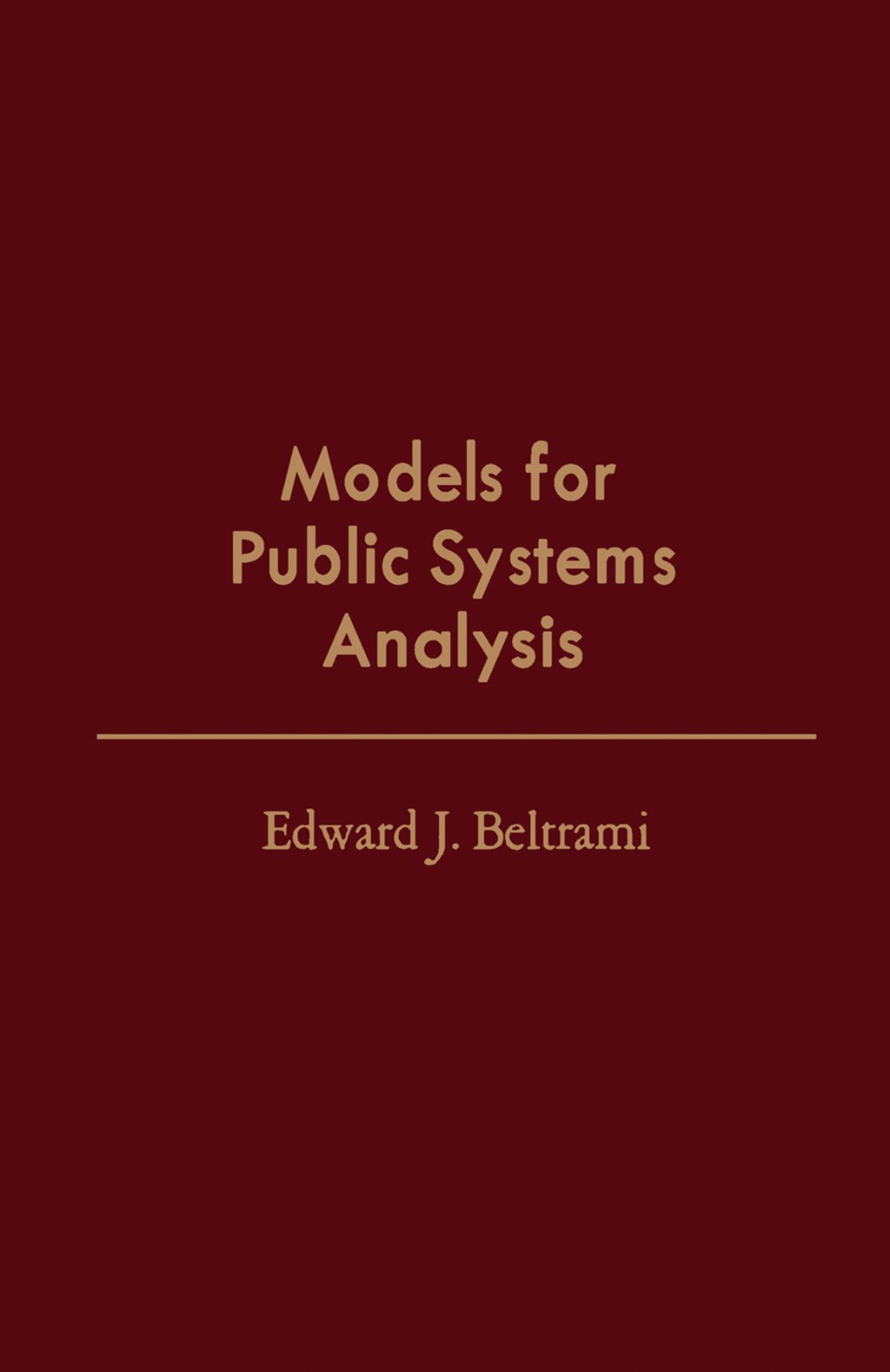Models for Public Systems Analysis  â€“ PDF/EPUB Version Downloadable