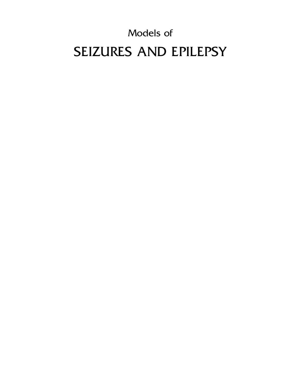 Models of Seizures and Epilepsy  â€“ PDF/EPUB Version Downloadable