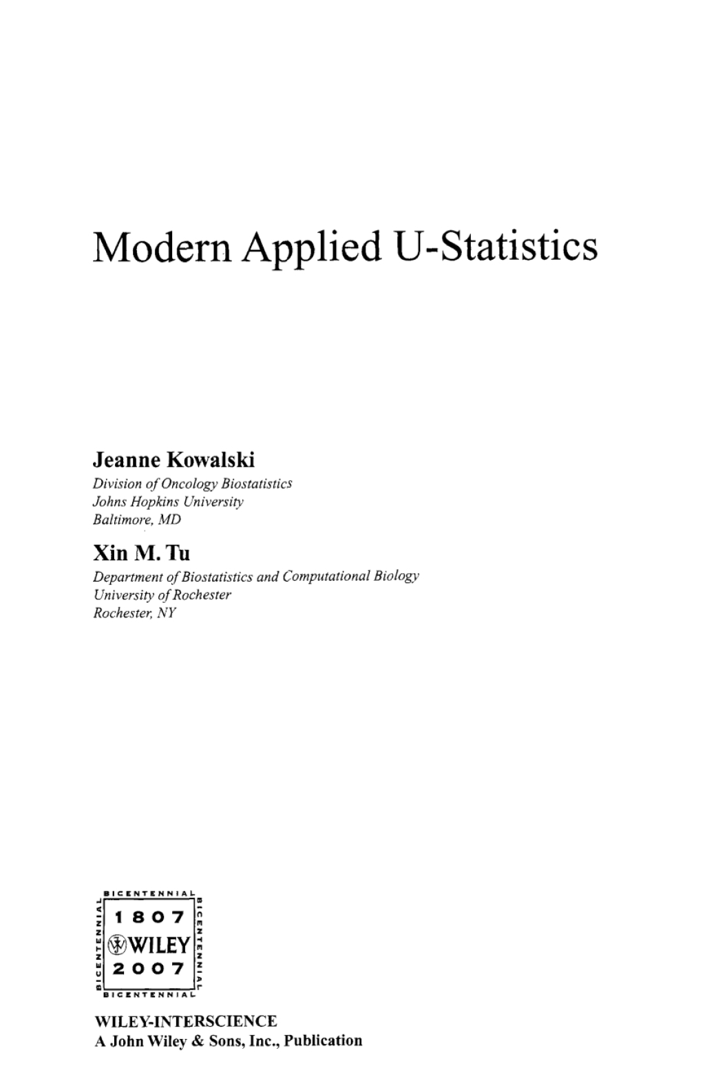 Modern Applied U-Statistics 1st Edition â€“ PDF/EPUB Version Downloadable