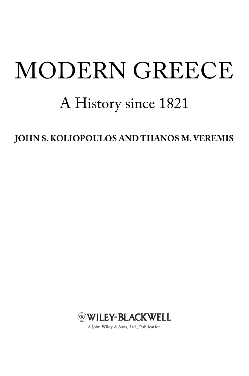 Modern Greece A History since 1821 1st Edition â€“ PDF/EPUB Version Downloadable