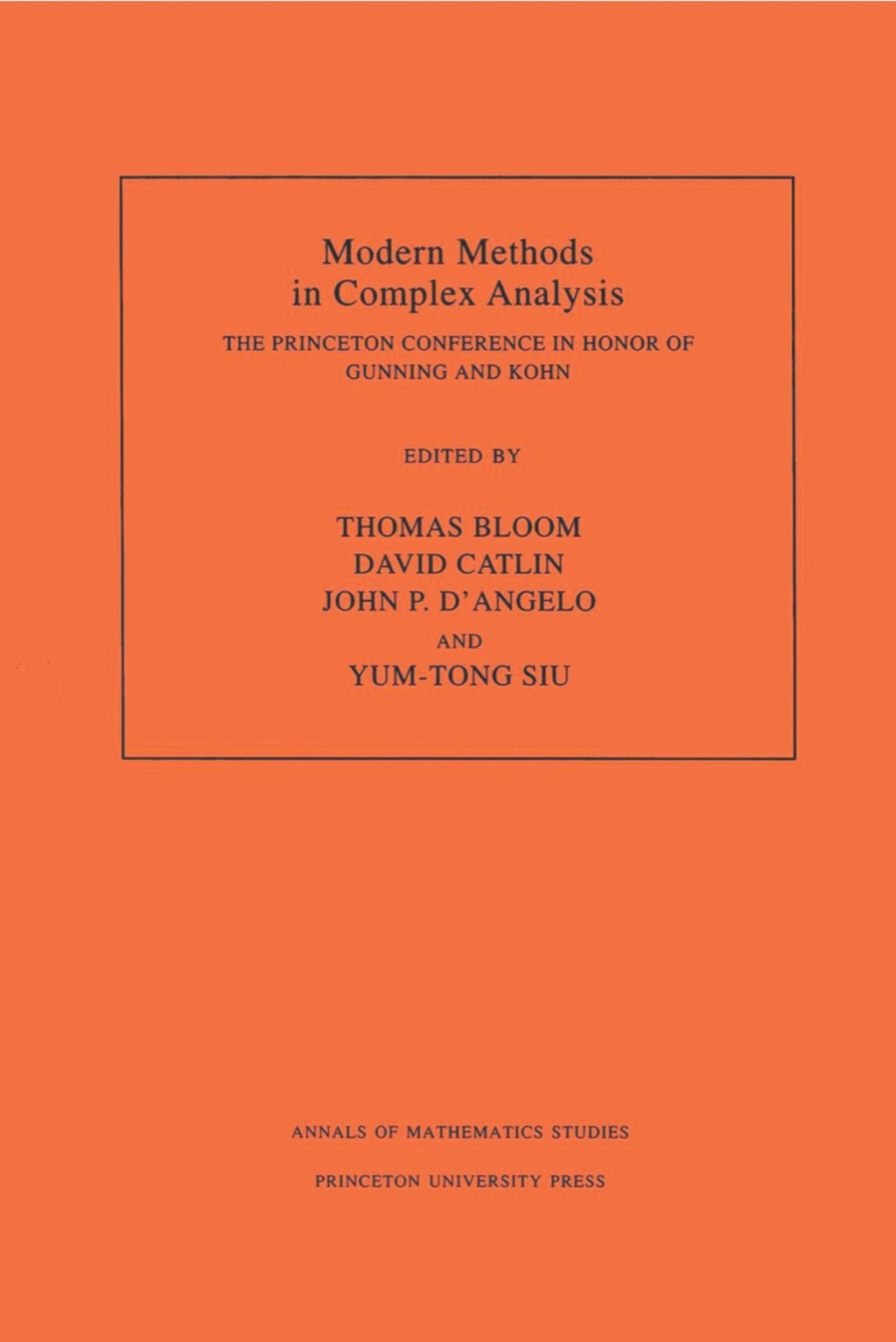 Modern Methods in Complex Analysis The Princeton Conference in Honor of Gunning and Kohn  â€“ PDF/EPUB Version Downloadable