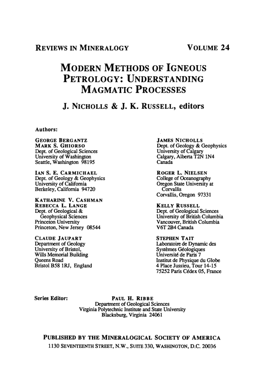 Modern Methods of Igneous Petrology Understanding Magmatic Processes 1st Edition â€“ PDF/EPUB Version Downloadable