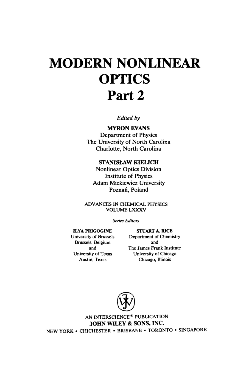 Modern Nonlinear Optics, Part 2 Modern Nonlinear Optics 1st Edition â€“ PDF/EPUB Version Downloadable