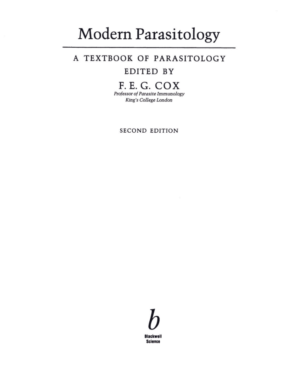 Modern Parasitology A Textbook of Parasitology 2nd Edition â€“ PDF/EPUB Version Downloadable