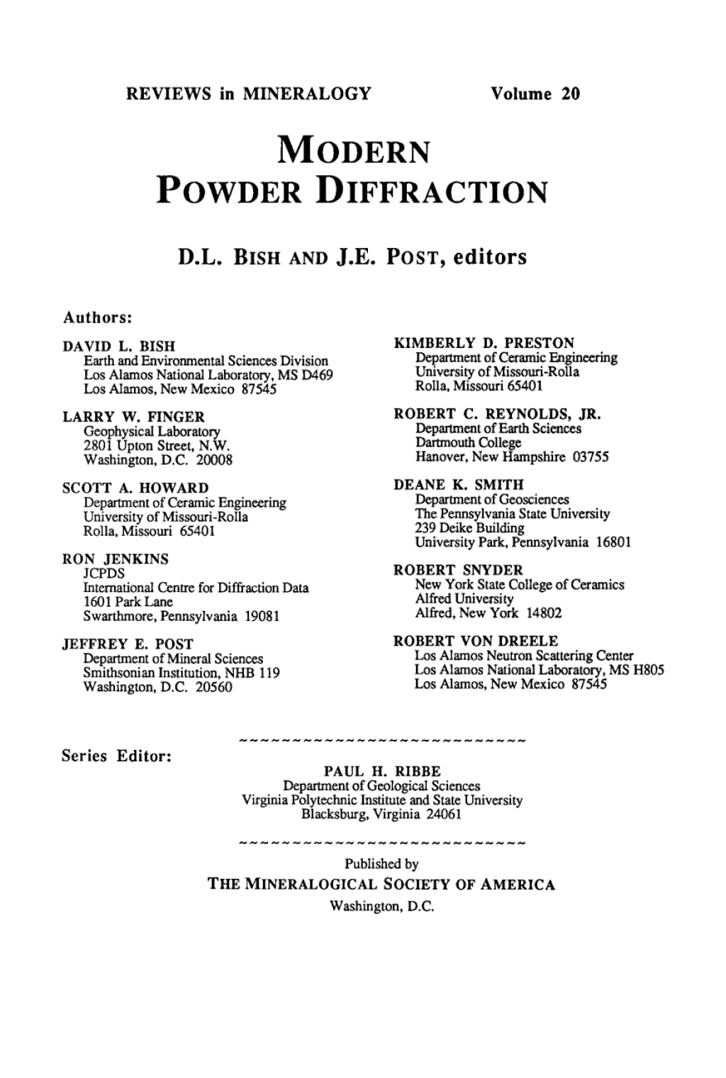 Modern Powder Diffraction 1st Edition â€“ PDF/EPUB Version Downloadable