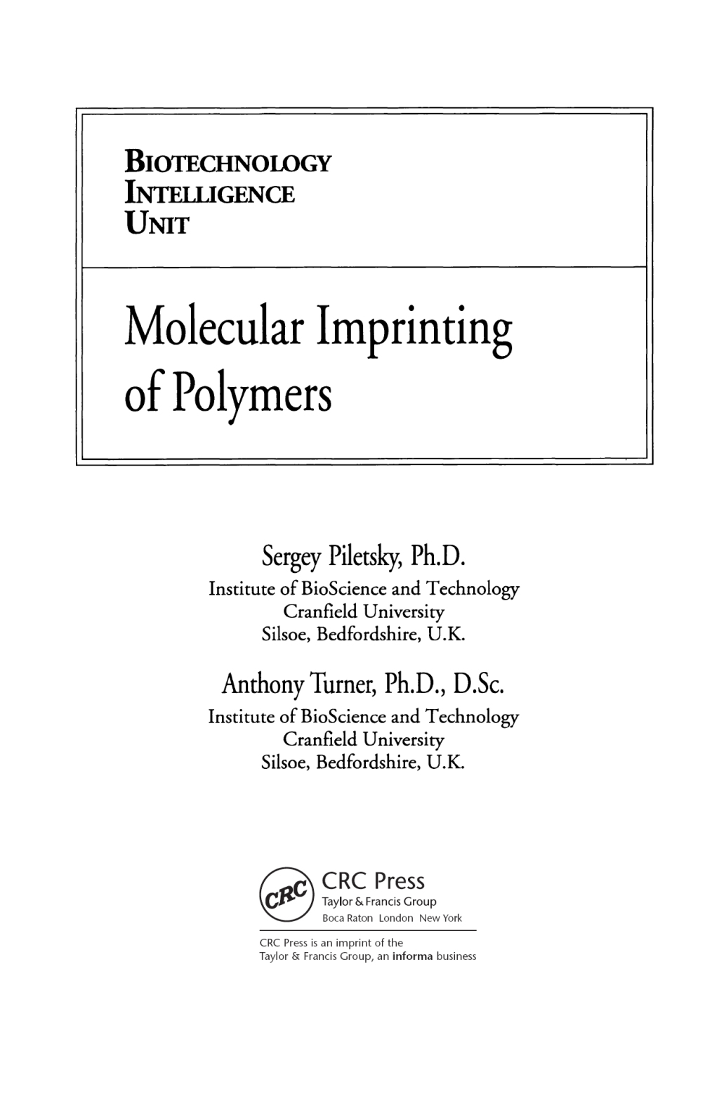 Molecular Imprinting of Polymers 1st Edition â€“ PDF/EPUB Version Downloadable