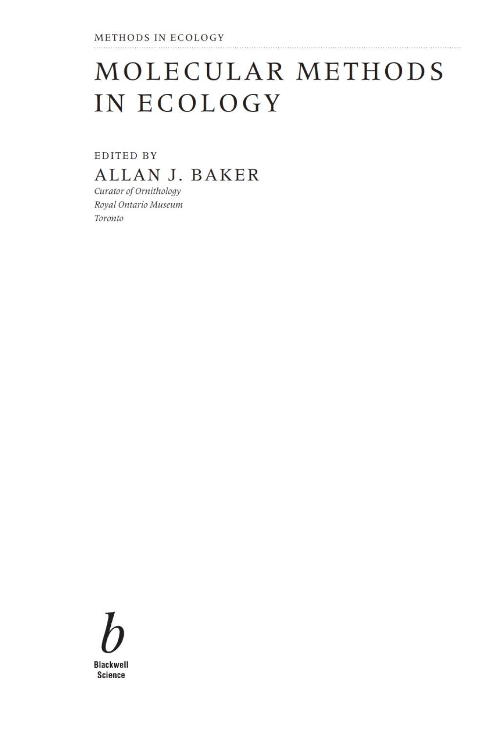 Molecular Methods in Ecology 1st Edition â€“ PDF/EPUB Version Downloadable