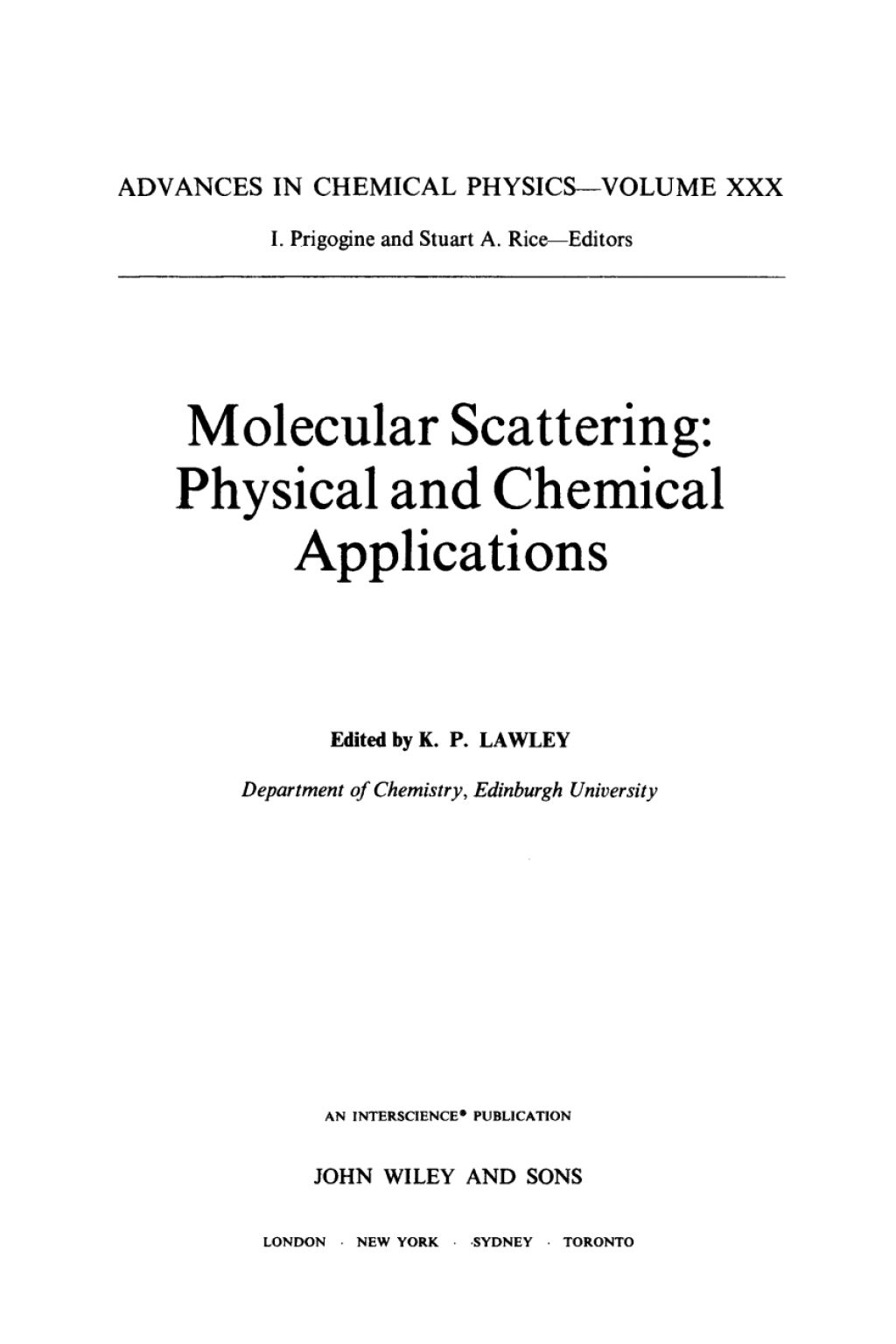 Molecular Scattering Physical and Chemical Applications 1st Edition â€“ PDF/EPUB Version Downloadable