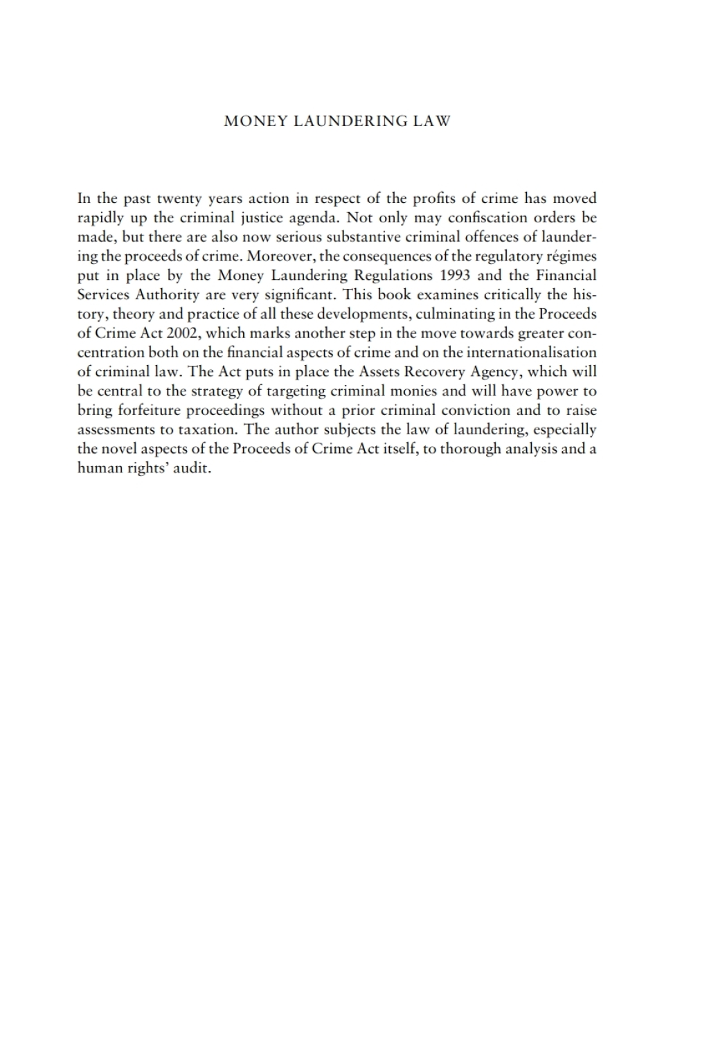 Money Laundering Law Forfeiture, Confiscation, Civil Recovery, Criminal Laundering and Taxation of the Proceeds of Crime 1st Edition â€“ PDF/EPUB Version Downloadable