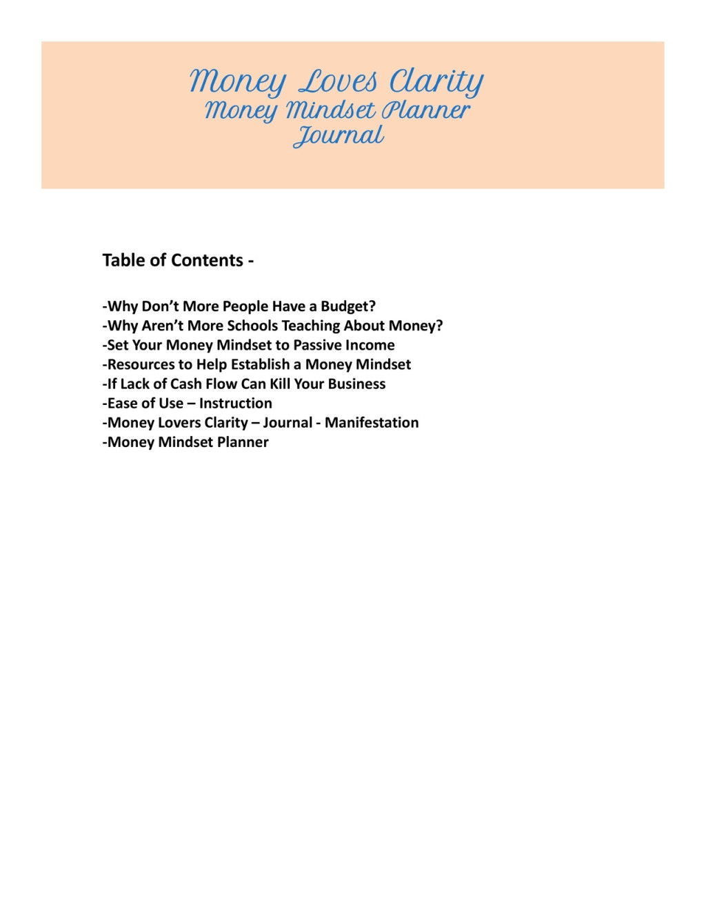 Money Loves Clarity -Money Mindset Planner Journal - (PDF/EPUB Version)