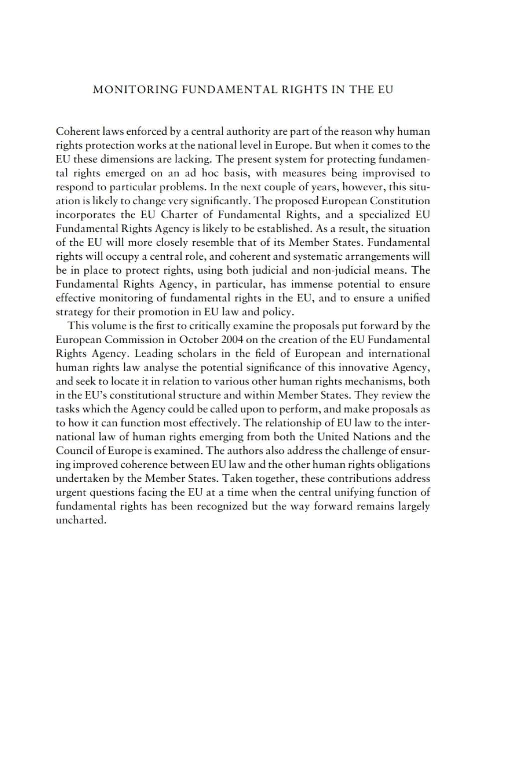 Monitoring Fundamental Rights in the EU The Contribution of the Fundamental Rights Agency 1st Edition â€“ PDF/EPUB Version Downloadable