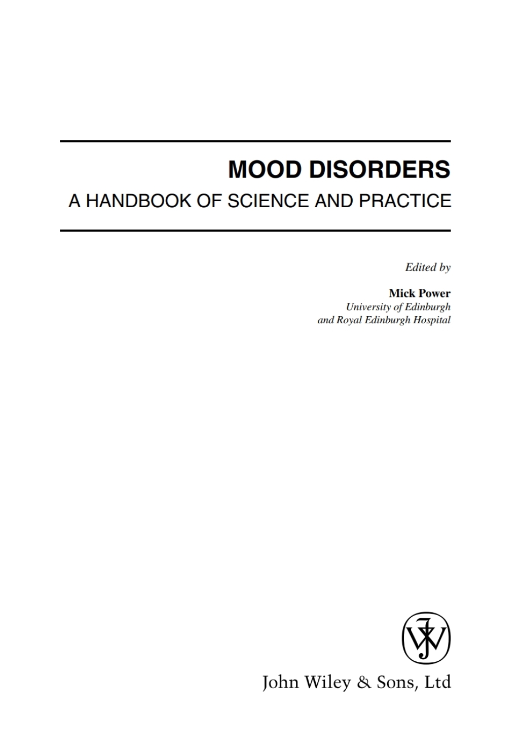 Mood Disorders A Handbook of Science and Practice 1st Edition â€“ PDF/EPUB Version Downloadable