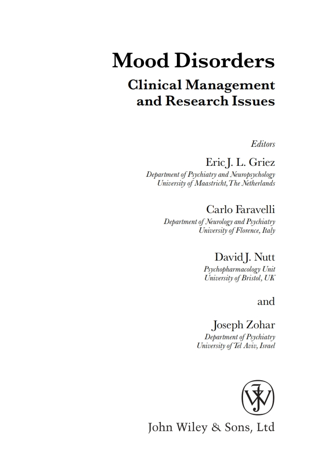 Mood Disorders Clinical Management and Research Issues 1st Edition â€“ PDF/EPUB Version Downloadable