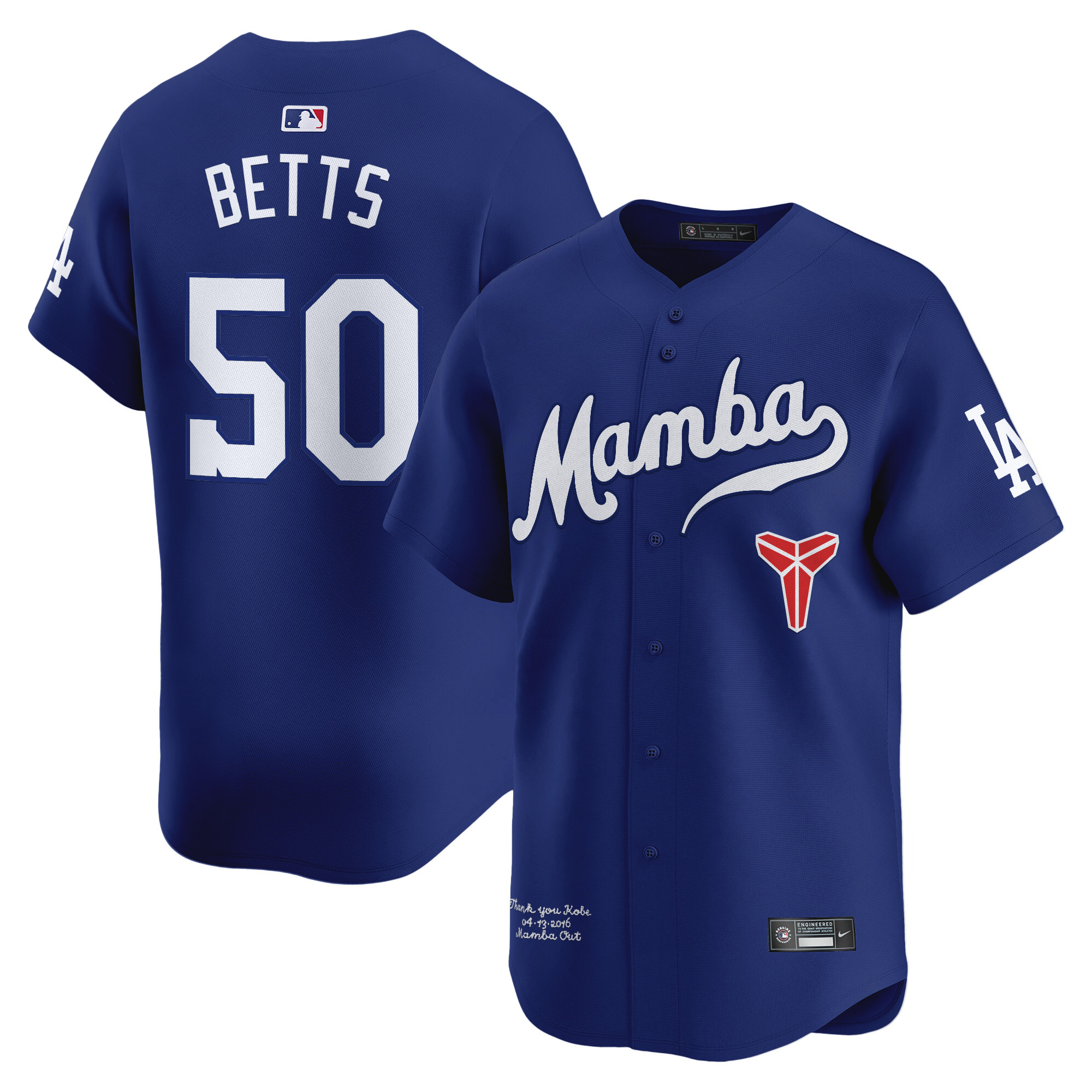 Mookie Betts Men's Los Angeles Dodgers Kobe Bryant Mamba Vapor Premier Limited Royal Jersey - All Stitched