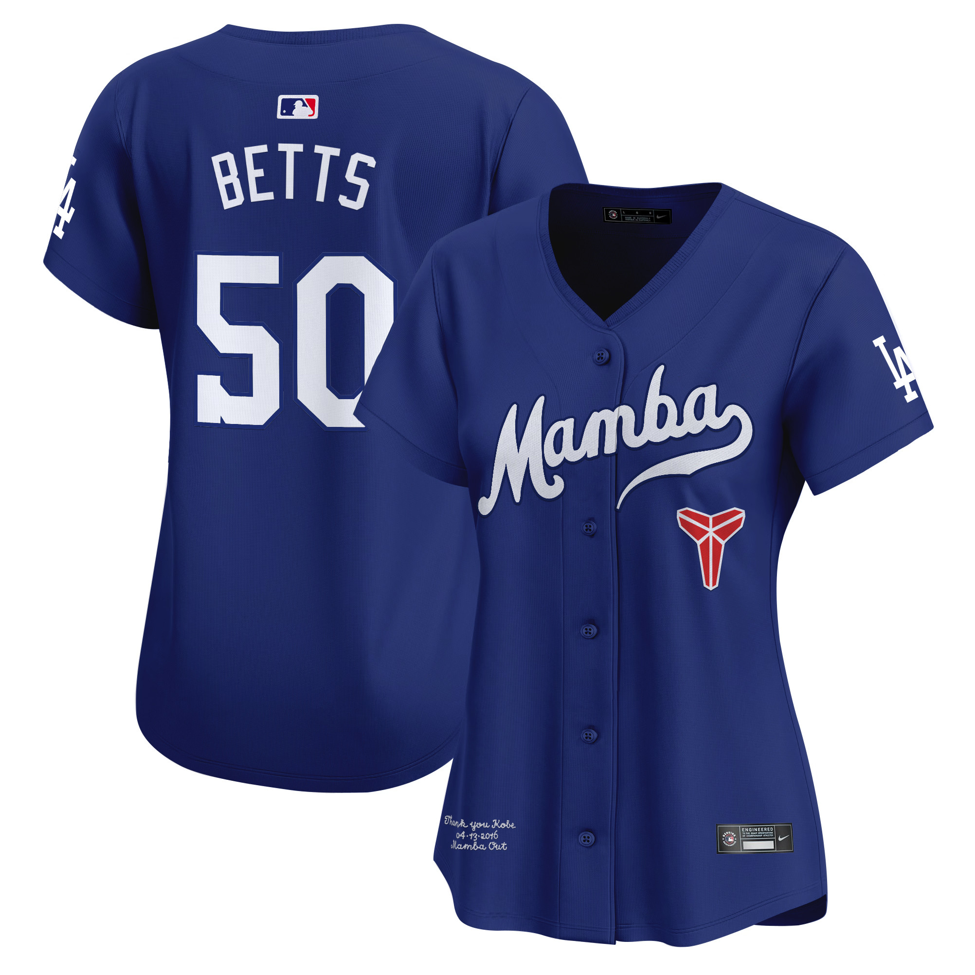 Mookie Betts Women's Los Angeles Dodgers Kobe Bryant Mamba Vapor Premier Limited Royal Jersey - All Stitched
