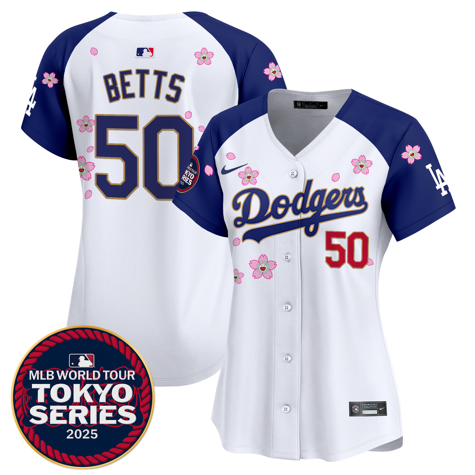 Mookie Betts Women's Los Angeles Dodgers Tokyo Series 2025 Gold Trim Vapor Premier Limited Alternate Jersey - Stitched