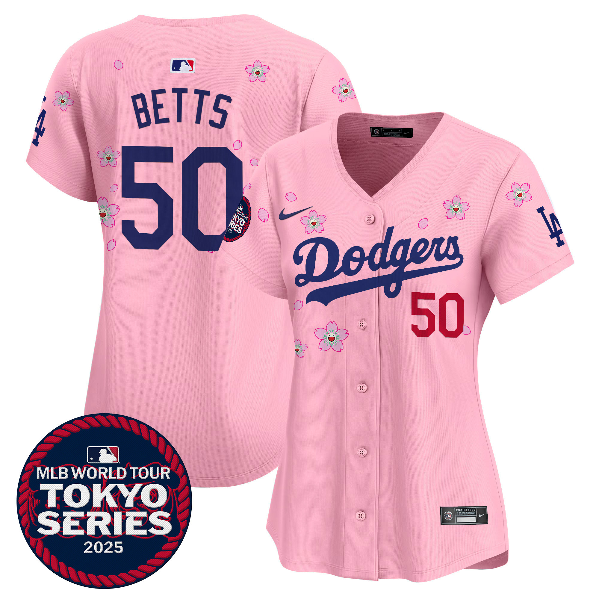 Mookie Betts Women's Los Angeles Dodgers Tokyo Series 2025 Vapor Premier Limited Cherry Blossom Jersey - Stitched