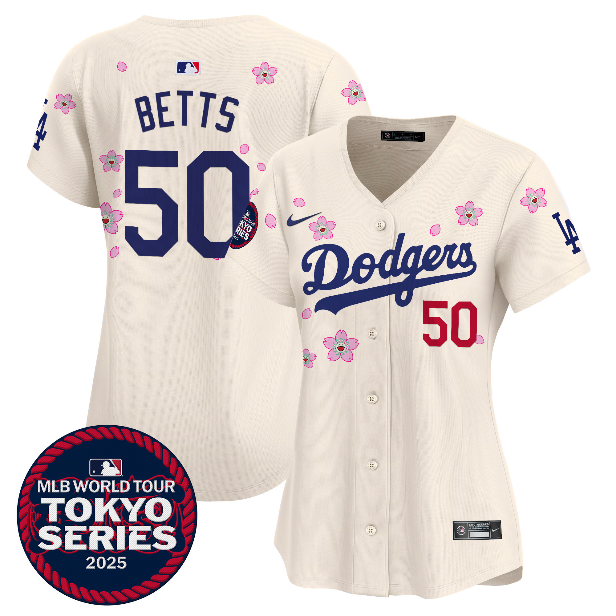 Mookie Betts Women's Los Angeles Dodgers Tokyo Series 2025 Vapor Premier Limited Cream Jersey - Stitched