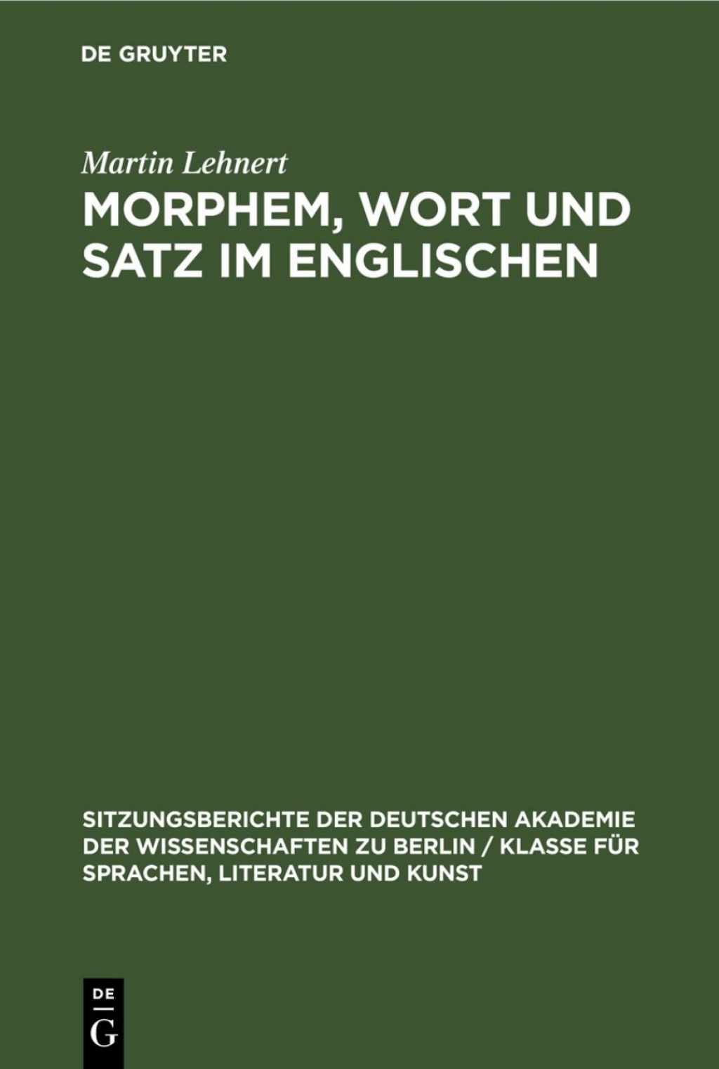 Morphem, Wort und Satz im Englischen 1st Edition â€“ PDF/EPUB Version Downloadable