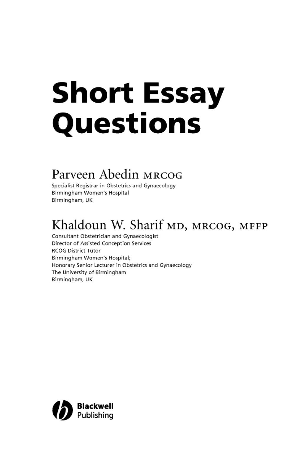 MRCOG II Short Essay Questions 1st Edition â€“ PDF/EPUB Version Downloadable