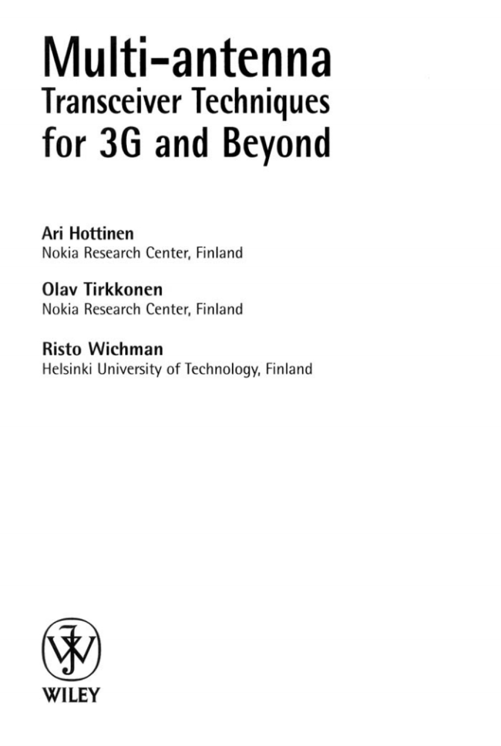 Multi-antenna Transceiver Techniques for 3G and Beyond 1st Edition â€“ PDF/EPUB Version Downloadable
