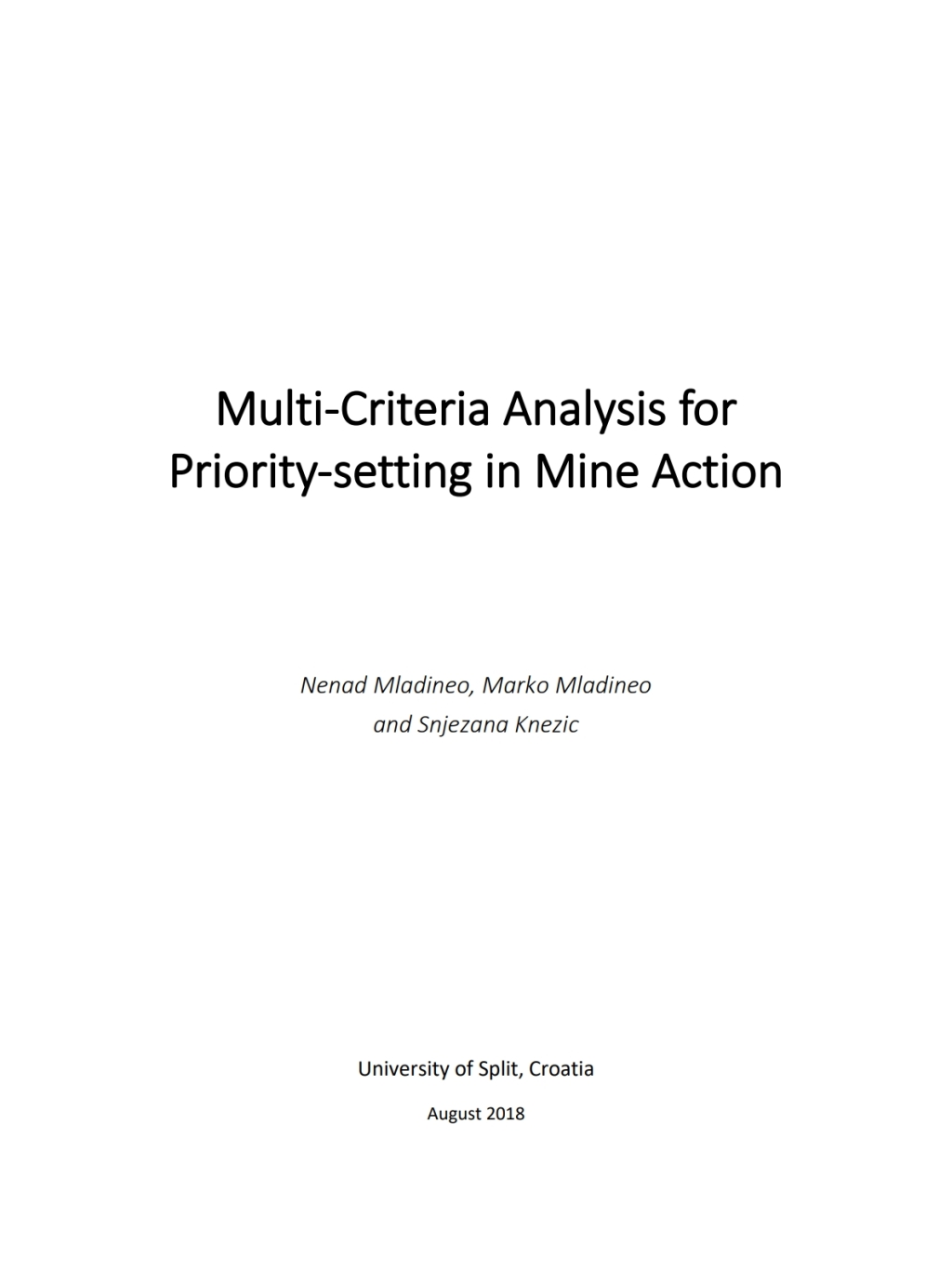 Multi-Criteria Analysis for Priority-setting in Mine Action 1st Edition â€“ PDF/EPUB Version Downloadable