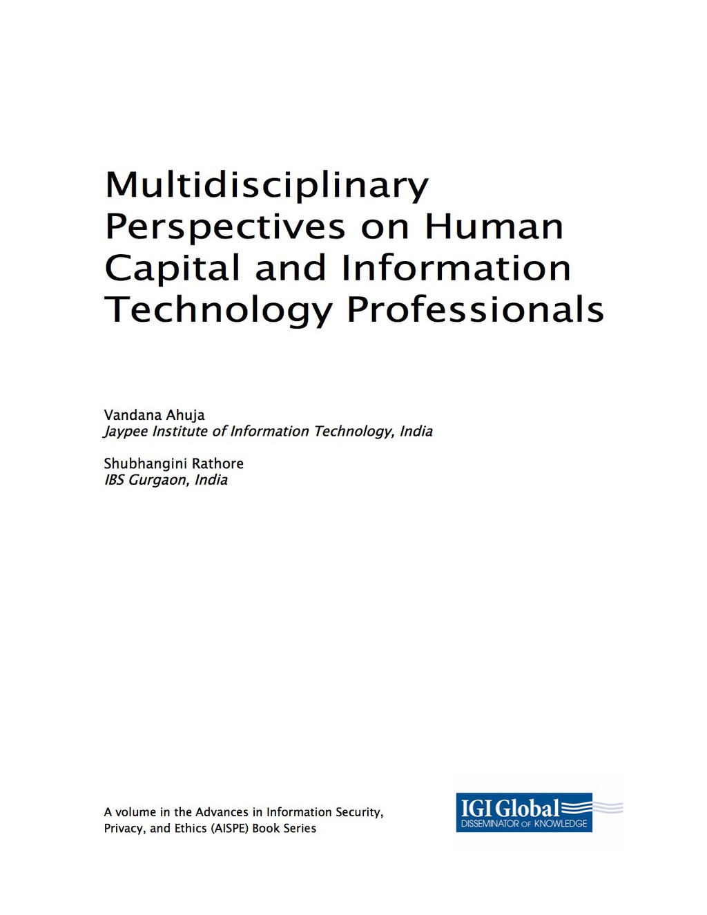 Multidisciplinary Perspectives on Human Capital and Information Technology Professionals  â€“ PDF/EPUB Version Downloadable