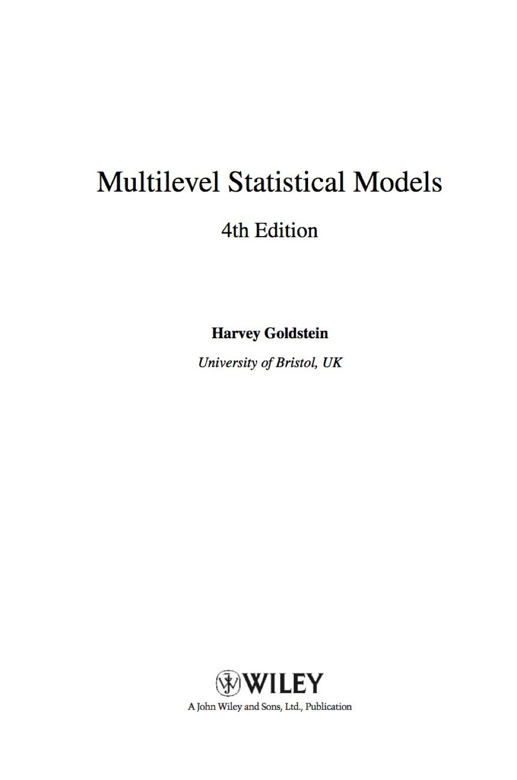 Multilevel Statistical Models 4th Edition â€“ PDF/EPUB Version Downloadable
