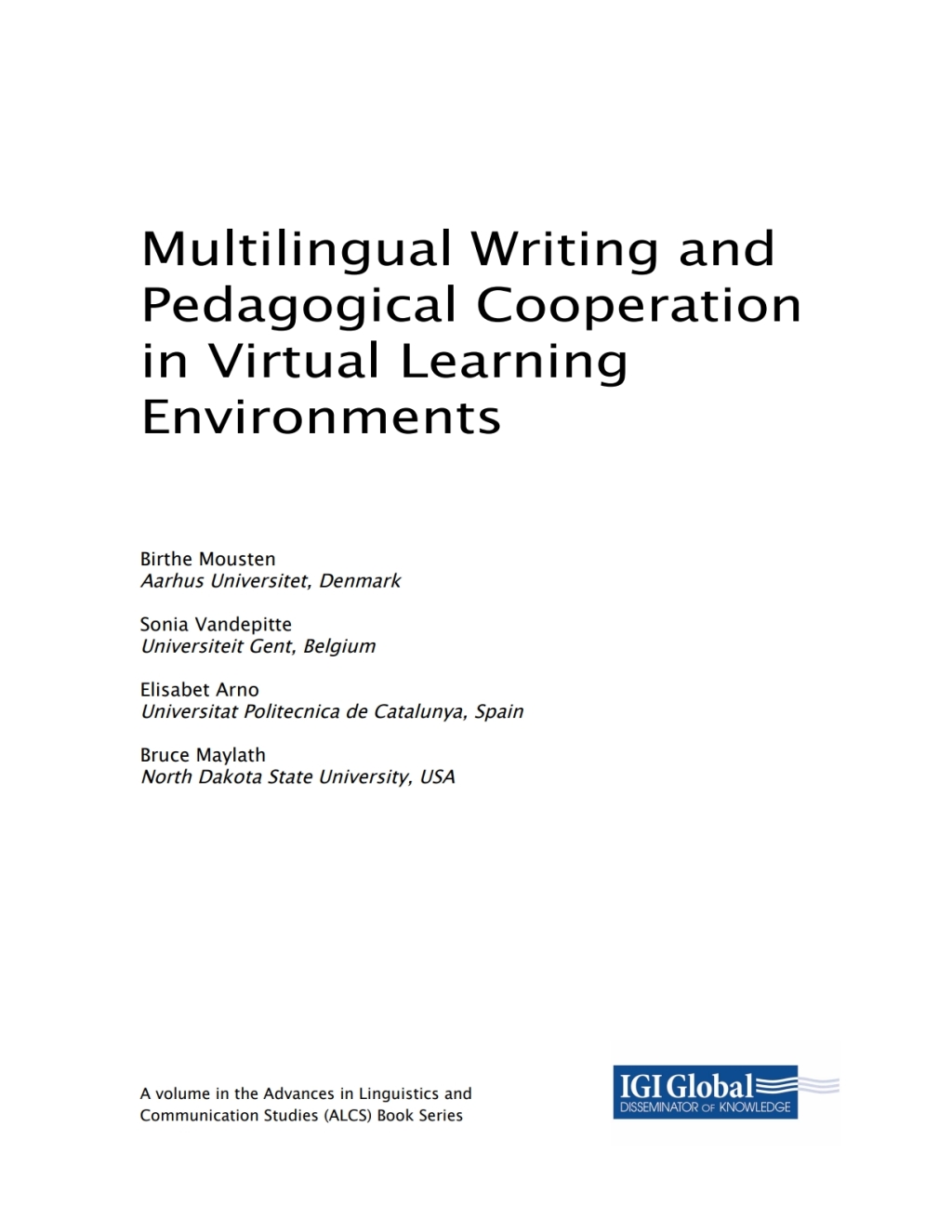 Multilingual Writing and Pedagogical Cooperation in Virtual Learning Environments  â€“ PDF/EPUB Version Downloadable
