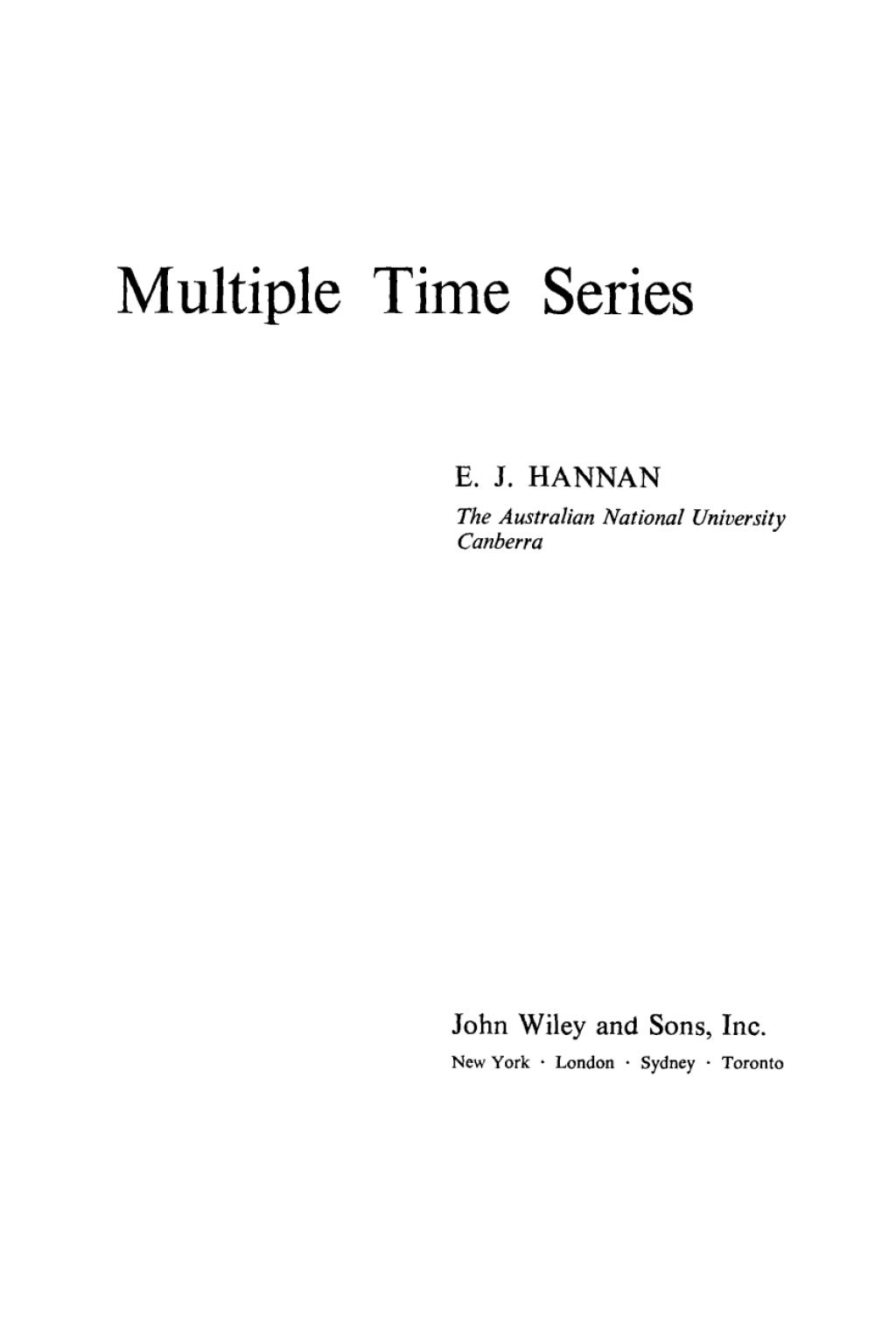 Multiple Time Series 1st Edition â€“ PDF/EPUB Version Downloadable