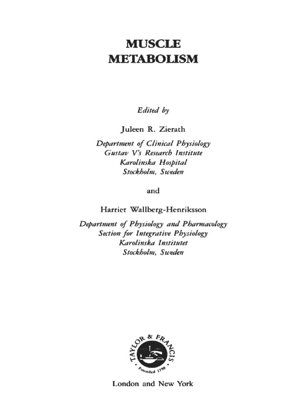 Muscle Metabolism 1st Edition â€“ PDF/EPUB Version Downloadable